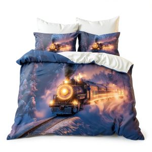 Full Duvet Cover DAweiliuu Polyester Steam Train-0