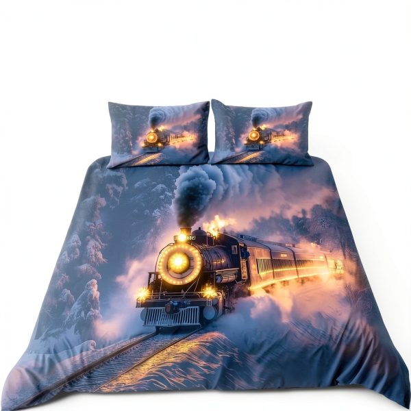 Full Duvet Cover DAweiliuu Polyester Steam Train-1