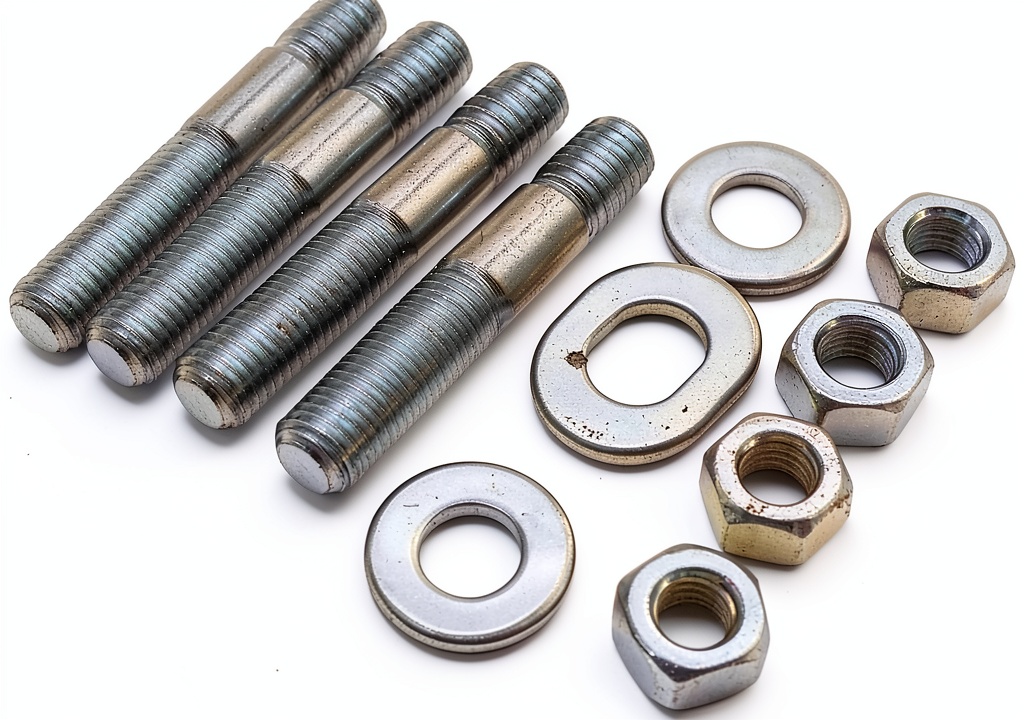 Installing YUCHENSHLP Carburetor Stud Kit Steel Zinc Plated on a wooden workbench